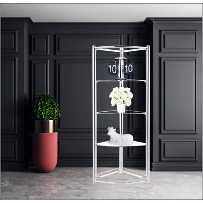 Triangle Display Shelf Tempered Glass/Chrome Frame