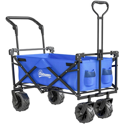 Beach 117*55*98 cm Steel 1 Piece Folding Wagon Blue with Overhead Canopy
