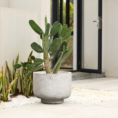 Rustic White with Grey Round Planter
