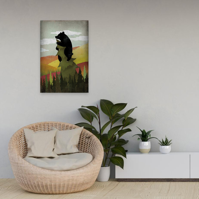 Feuille peeper sans mots - animaux, ours d'automne, art noir, H 24 po x l 16 po