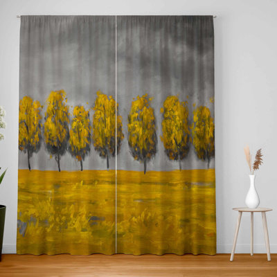Trees in a Field Blackout Curtains Pair for Home Decor