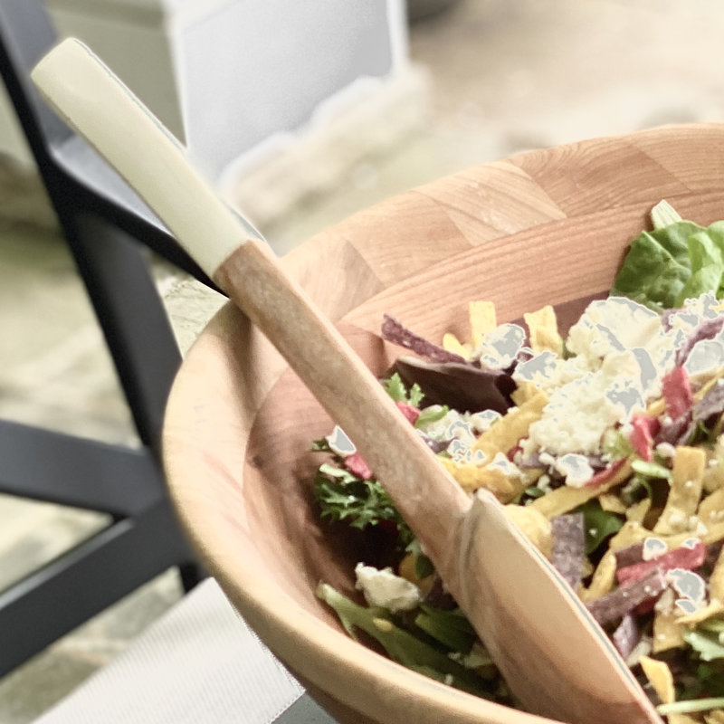 Ensemble de 2 panneaux à salade en bois olive statuette est sculptée Aria