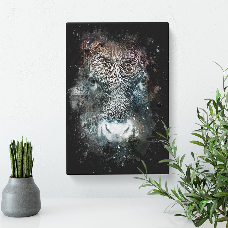 Colourful Bull Cow - Wrapped Canvas, 50cm H x 35cm W x 3cm D