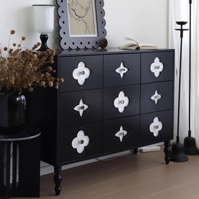 Shell Panel Black Buffet Table