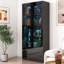 Armoire de rangement à DEL avec portes vitrées et 2 tiroirs pour mettre en valeur des poupées, de la vaisselle et des livres