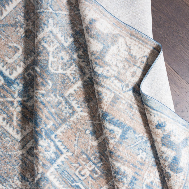 Tapis oriental bleu / beige Singletary, Rectangle 3 pi 3 po x 4 pi 11 po