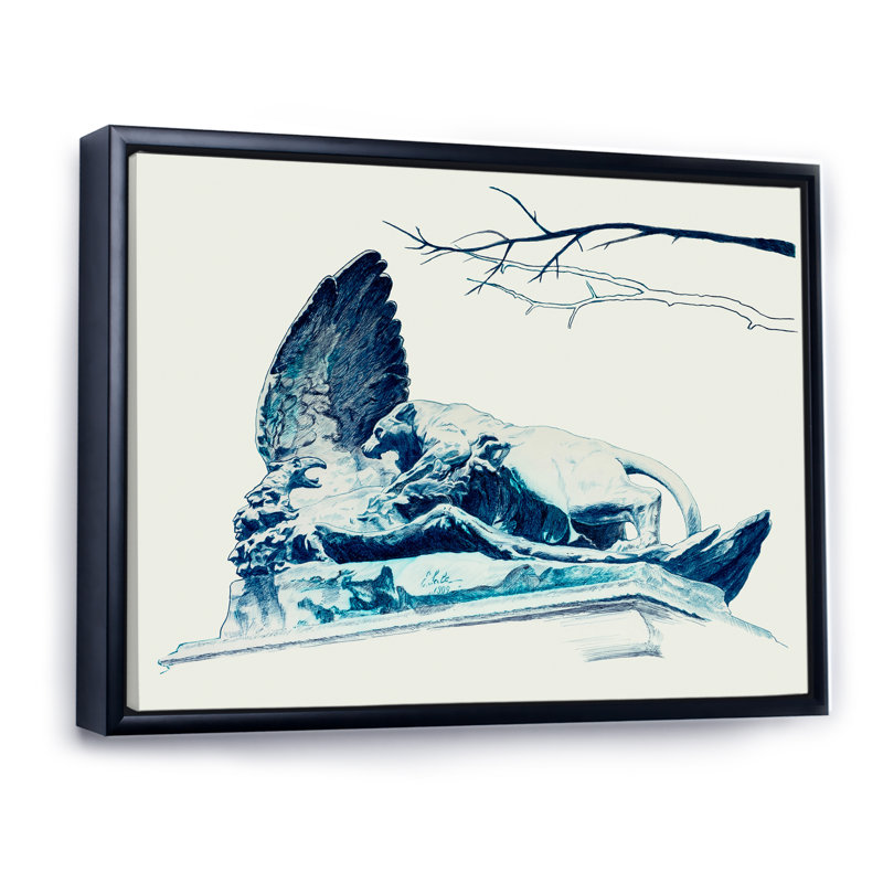 Paysage dans les tons de vert foncé - peinture sur toile, H 34 po x l 44 po, Toile à cadre flottant noir