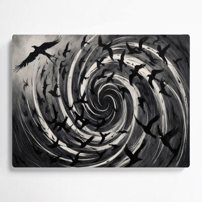 Birds Black Kite Gray Metal Wall Art