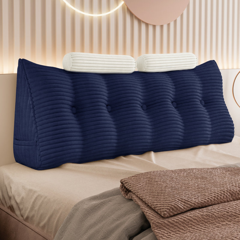 Coussin de lecture de tête de lit avec siège, Grand lit, Marine