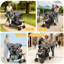 Double Stroller with Twin Seats, 5-Point Harness, Adjustable Canopies, Grey-125367285