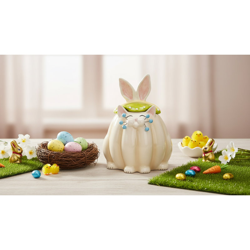 Chat Whisker habillé en pot de bonbons de lapin de Pâques