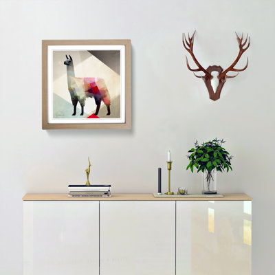 Llama Suprematism No.2 - Single Picture Frame Print on Wood