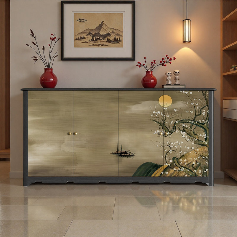 High-Quality Solid Wood Sideboard, Black