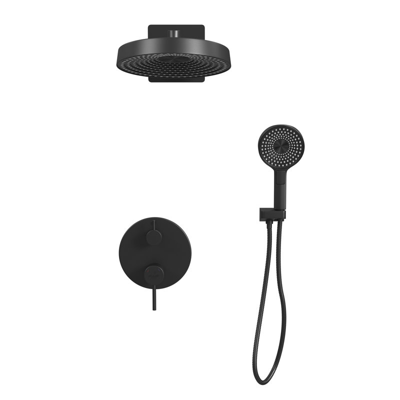 Olimpia 12-in Rain Showerhead Combo Shower System with Multi-function Handshower and Pressure Balanced Mixing Valve