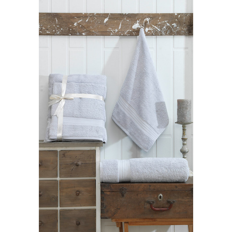Luxury Towel Set (2 Pieces), Light Grey, Bath Towel 35.4 x 63.0 inches & Hand Towel 19.7 x 27.6 inches | 100% Cotton, Soft & Absorbent | Machine Washable | Perfect for Bathroom & Spa Experience
