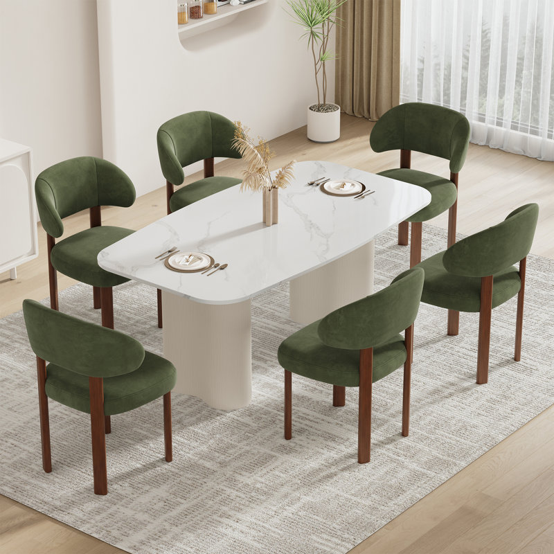 Chaise rembourrée moderne avec dossier incurvé, Vert