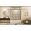 60 Inch W × 60 Inch H Tempered Glass Sliding Shower Door With Explosion Proof Film, Aluminum Frame, Stainless Steel Handle