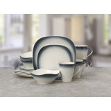 Mikasa Swirl Square 16 Piece Dinnerware Set, Service for 4