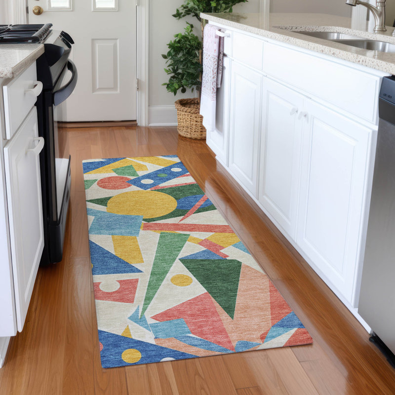 Premium Machine Washable Mehara AMF1693 Geometric Rug, Runner 2'3" x 7'6"