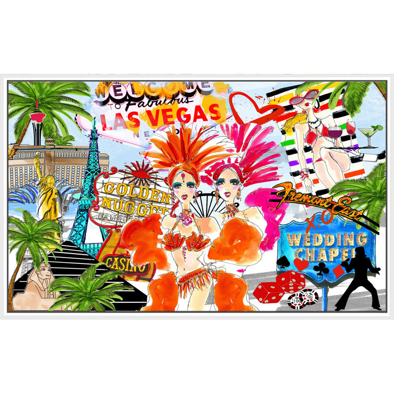 «Take Me To Las Vegas (Horizontal)» par Jodi - impression, Cadre flottant blanc, H 31,5 po x l 51,5 po x P 2 po