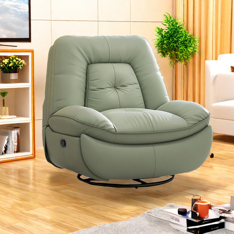 Shareem Faux Leather Swivel Recliner, Green