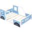 Lit bleu en forme de voiture pleine grandeur avec roulettes - Fabrication en bois de pin et fenêtres de conception de voiture pour rails à lattes prêts pour le matelas Allure-1606010697-1606010703