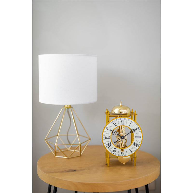 Roman Numeral Wood Mechanical Tabletop Clock, Gold