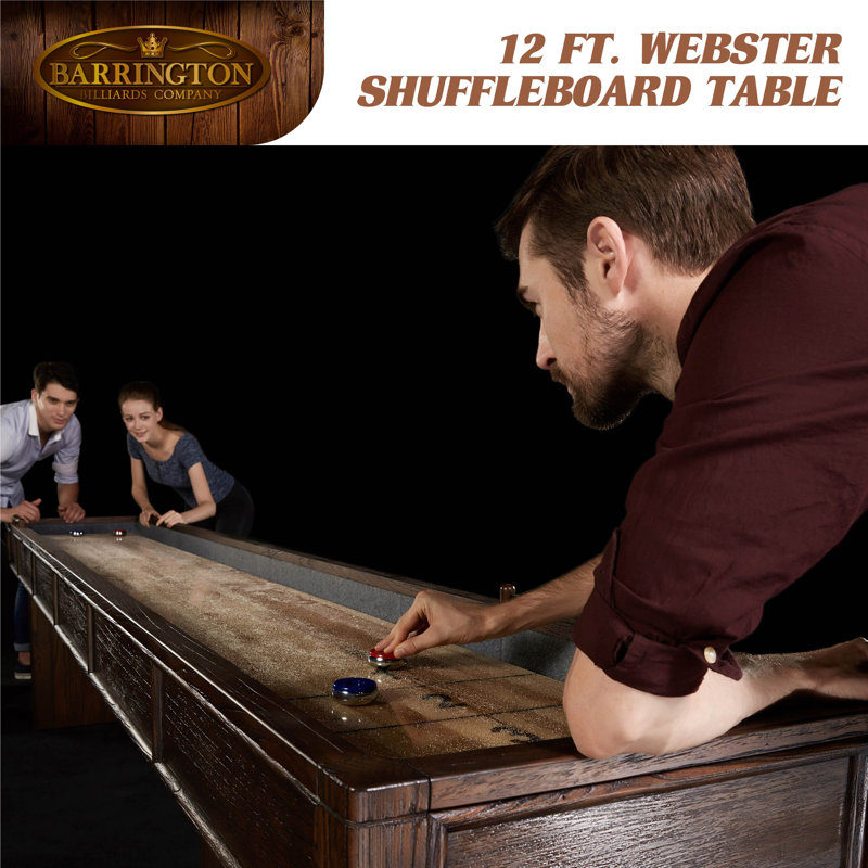 Table de jeu de palets de 12 pi avec surface de jeu résistant aux égratignures et ensemble de huit rondelles Webster de Barrington