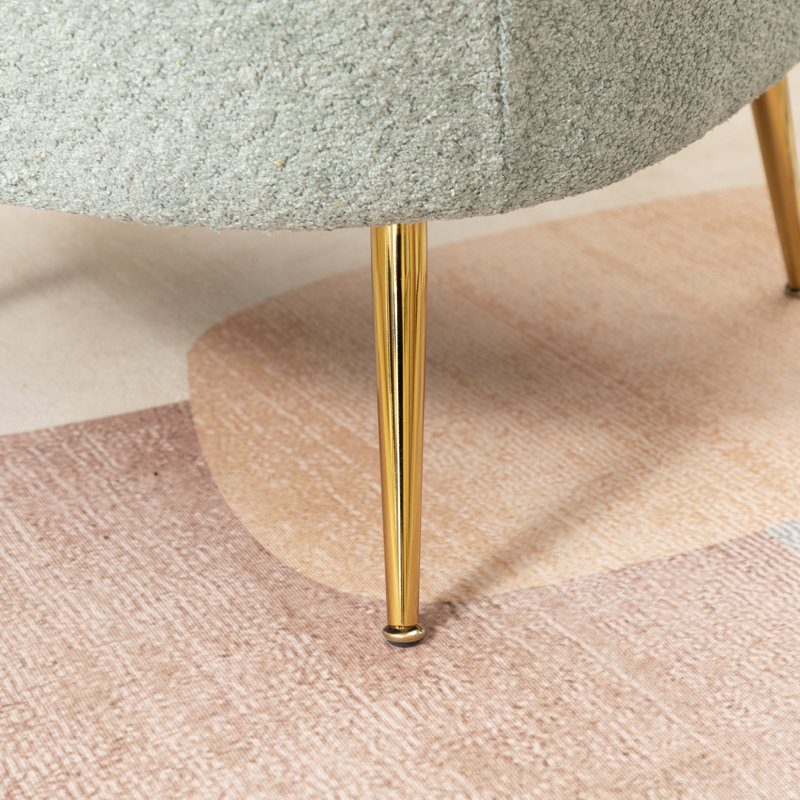 Fauteuil demi-tonneau avec pieds évasés en métal Demetrius, Mélange de polyester vert