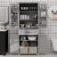 Armoire de rangement pour salle de bain avec portes et tiroir, plusieurs espaces de rangement, tablette réglable, gris-996616427