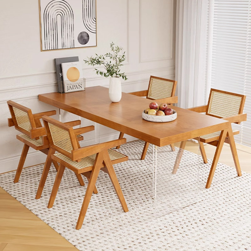 Solid Wood Top Double Pedestal Dining Set, 5