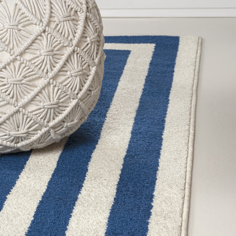Tapis bleu marine / ivoire Isibeal, Rectangle 7 pi 9 po x 10 pi