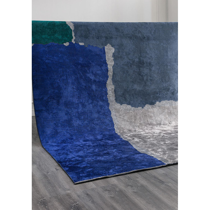 Deantoine Abstract Hand Loom Indoor / Outdoor Area Rug, Rectangle 5'3" x 7'6"