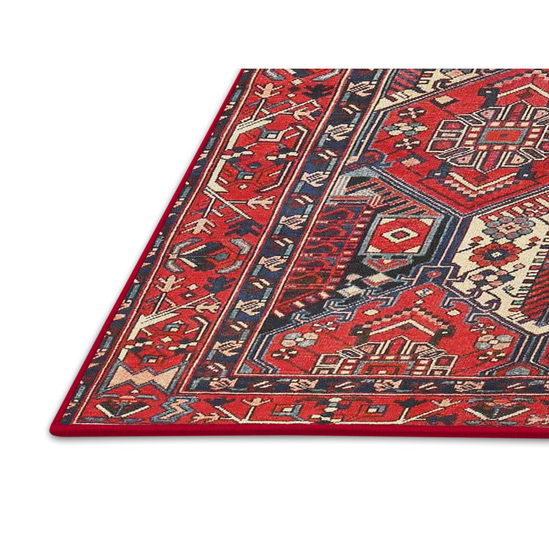 Tapis traditionnel rouge / vert, Rectangle 5 pi x 7 pi