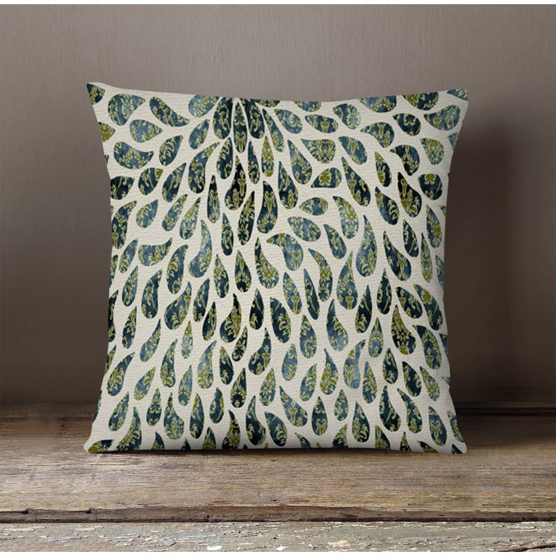 Throw Pillow With Insert, Green/Beige Paisley 2, 18"H x 18"W