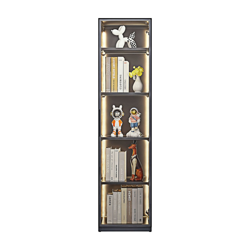 Armoire de rangement simple en métal avec porte en verre, vitrines artisanales avec séparateurs amovibles et bandes lumineuses à DEL