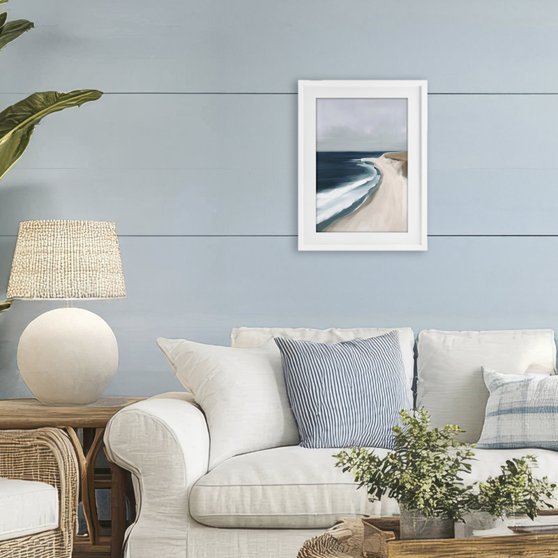 Matador Beach Shore, reproduction encadrée sous verre, design par Amanda Tsoukanelis, H 20 po x l 14 po, Cadre blanc côtier