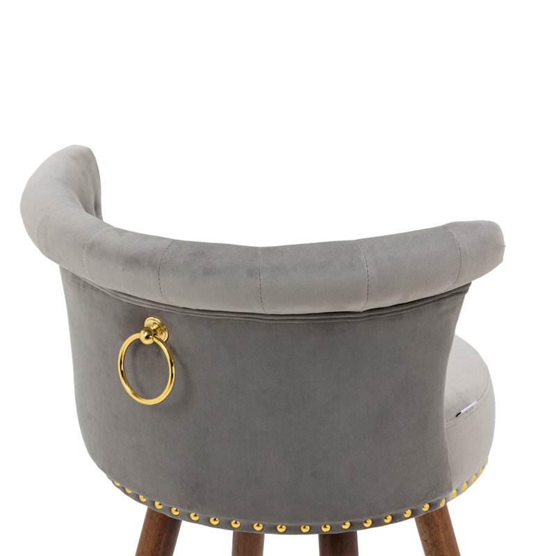 Swivel Bar Stools With Backrest And Footrest, 360-Degree Rotation And Ergonomic Design, Gray