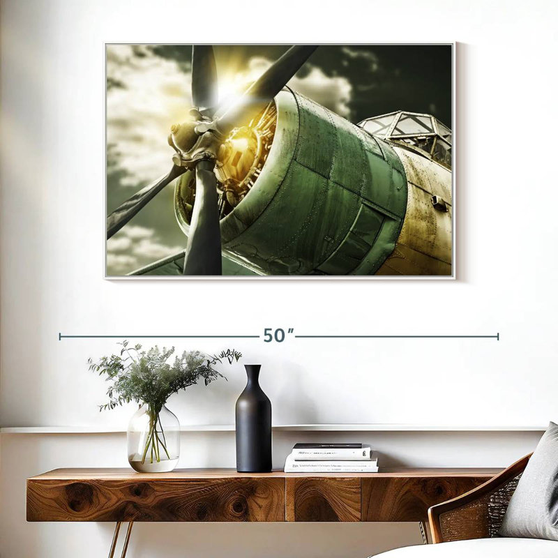 Vue du ciel de l'ancien avion, Cadre flottant blanc, 40 po x 27 po