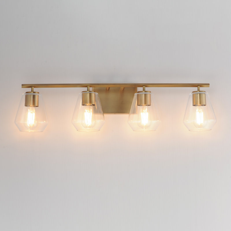 Meuble-lavabo Geode, Laiton vieilli naturel, 31,25 po de largeur, Quatre lumières