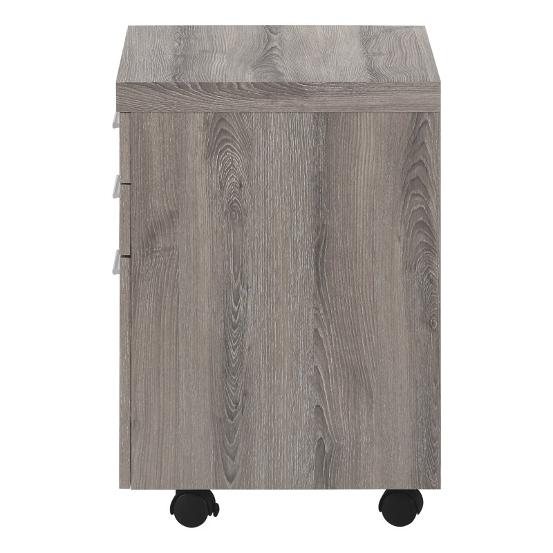 18.25'' Wide 3 -Drawer Mobile File Cabinet, Taupe/Silver