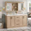 Meuble-lavabo à double cuve 59 po avec lavabo Smc 59 po, 4 portes et 3 tiroirs, meuble-lavabo moderne en bois MDF avec tablettes ajustables