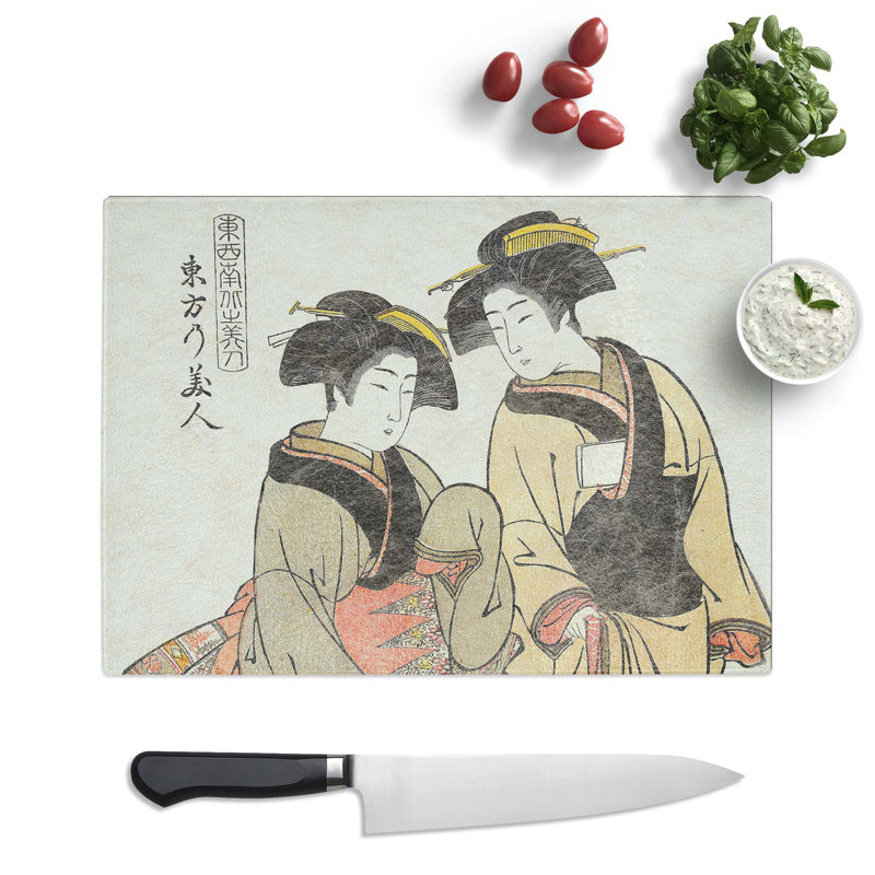 Tempered Glass Beauties of the East by Kitao Shigemasa Chopping Board, 28.5cm W x 20cm L