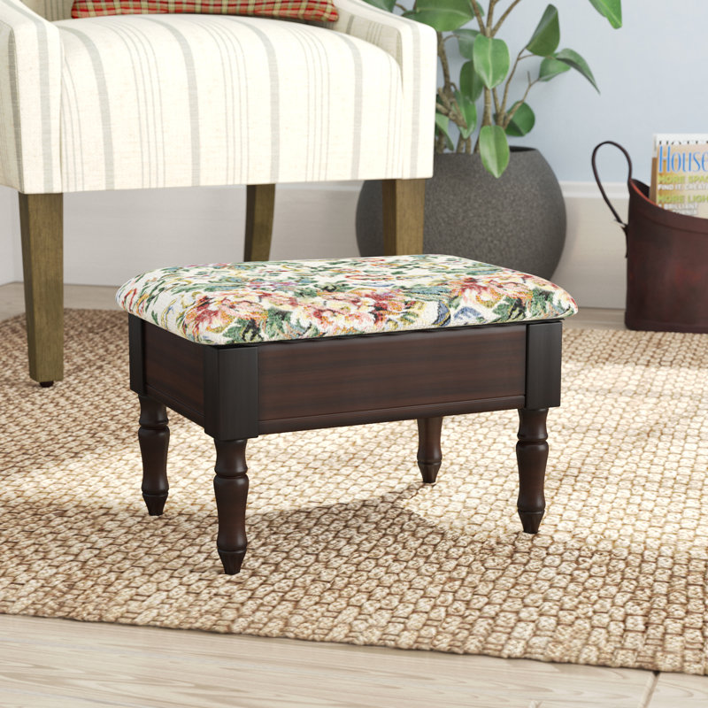 Cleo Upholstered Ottoman, Cherry