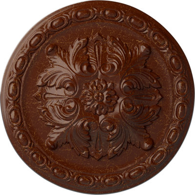 Endurathane Stockport Ceiling Medallion, 11 3/4"OD x 3/8"P, Hand-Painted Burnished Mahogany Crackle Finish