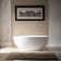 59" Freestanding Solid Surface Stone Resin Bathtub with Overflow,2 Drain Covers