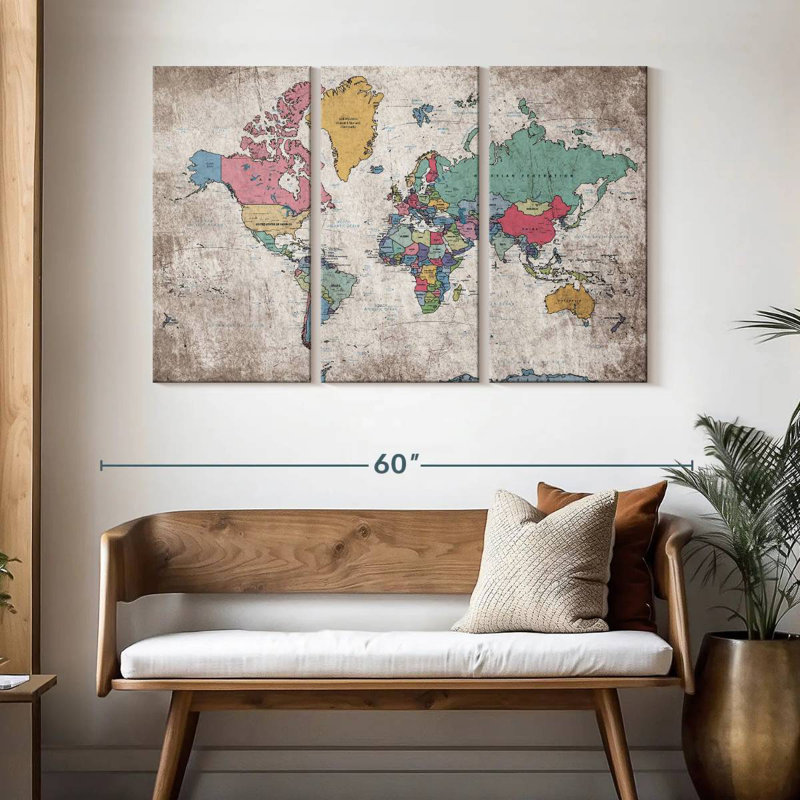 Carte du monde Keiri III, H 32 po x l 50 po