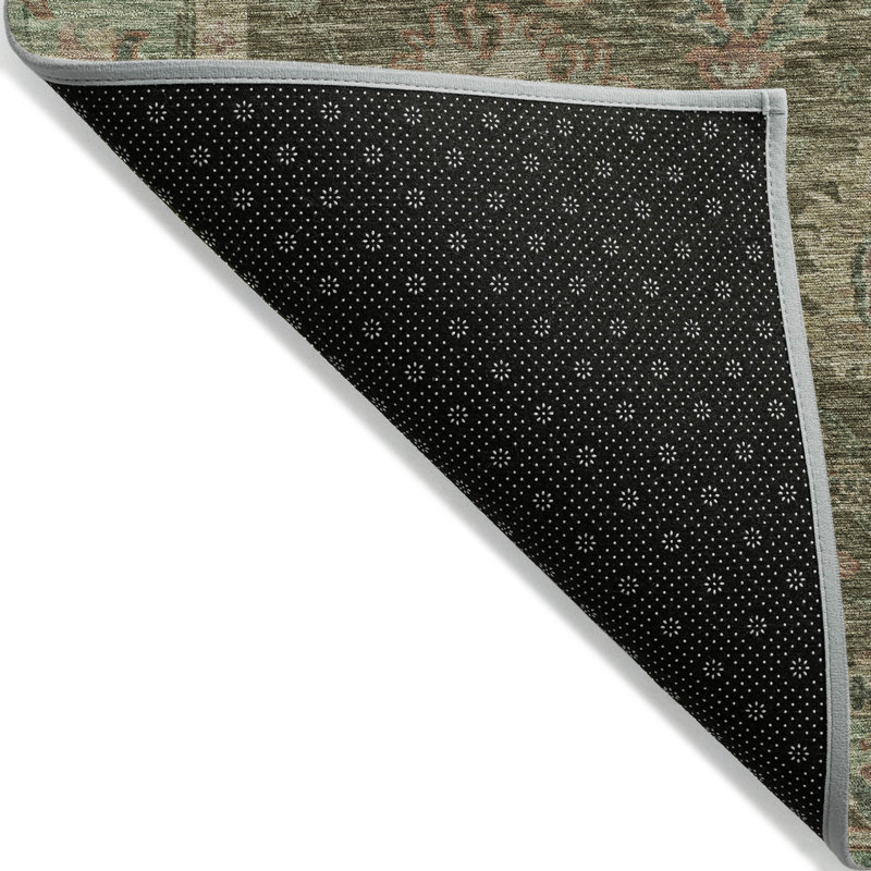 Tapis olive intérieur / extérieur lavable à la machine Xhevrie, Rectangle 5 pi x 7 pi 6 po