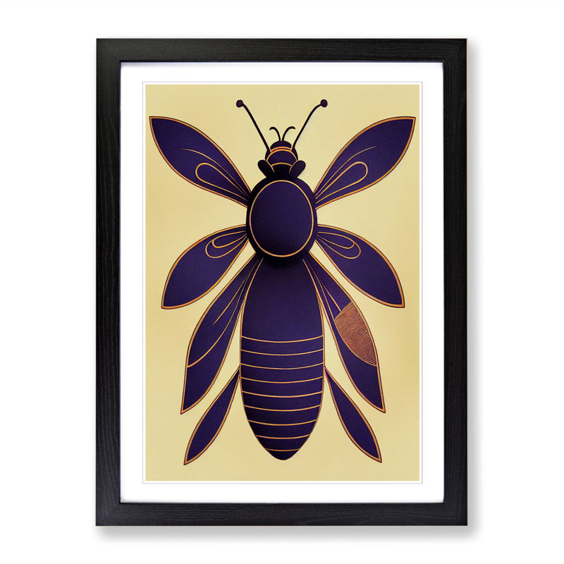 FRM-V0523-230X Bee Deco Style - Single Picture Frame Print, 46cm H x 34cm W x 2cm D, Black Framed