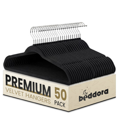 Beddora Velvet Hangers – Non-Slip Heavy Duty Standard Clothes Hangers, Set of 100, Ivory Velvet Clothing Hangers for Wardrobe Organization